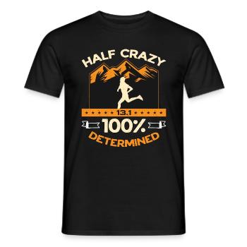 Semi-marathon Half Crazy 13.1 Course déterminée à 100% - T-shirt homme - noir - Devant - AI Model Male 178 light (178cm)