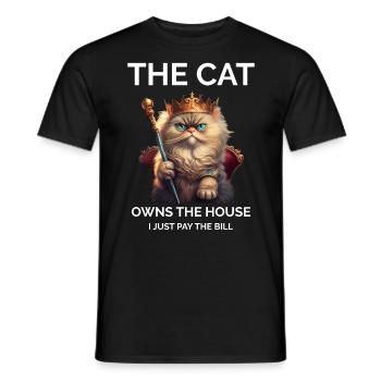The Cat Owns The House Queen Cat Lover - Men's T-Shirt - black - Front - AI Model Male 178 light (178cm)
