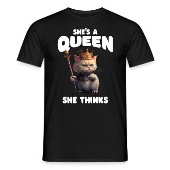 Shes A Queen Funny Royal Cat - Men's T-Shirt - black - Front - AI Model Male 178 light (178cm)