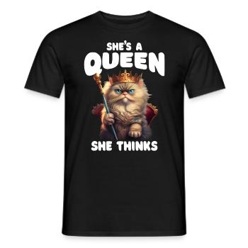 Elle est une reine reine amoureuse des chats - T-shirt homme - noir - Devant - AI Model Male 178 light (178cm)