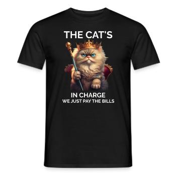 The Cats in Charge Queen Cat Lover - Men's T-Shirt - black - Front - AI Model Male 178 light (178cm)