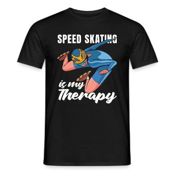 Speed Skating Is My Therapy Short Track Ice Skates - Men's T-Shirt - black - Front - AI Model Male 178 light (178cm)