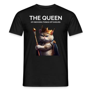 The Queen Nocking Things Royal Cat - Men's T-Shirt - black - Front - AI Model Male 178 light (178cm)