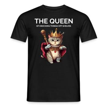 The Queen Nocking Things Royal Kawaii Kitten Cat - Men's T-Shirt - black - Front - AI Model Male 178 light (178cm)