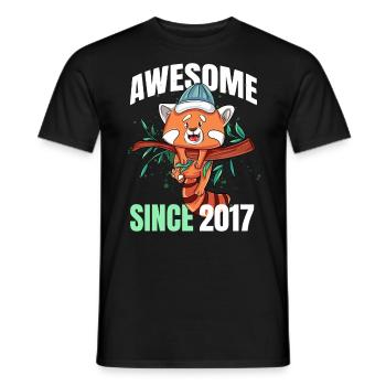 Awesome Since 2017 - 6th Red Panda Birthday - Men's T-Shirt - black - Front - AI Model Male 178 light (178cm)