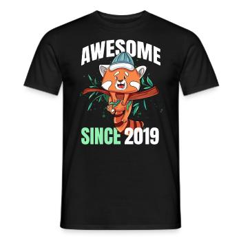Génial depuis 2019 - 4ème anniversaire du panda roux - T-shirt homme - noir - Devant - AI Model Male 178 light (178cm)