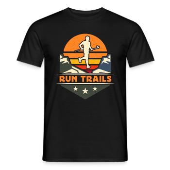 Trail Running Run Trails Retro Marathoner Training - Men's T-Shirt - black - Front - AI Model Male 178 light (178cm)