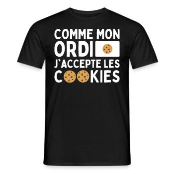 Comme Mon Ordi J'accepte Les Cookies Humour Geek - T-shirt homme - noir - Devant - AI Model Male 178 light (178cm)