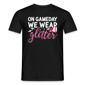 Cheerleading On Game Day We Wear Glitter Cheering - Men's T-Shirt - black - Front - AI Model Male 178 light (178cm)