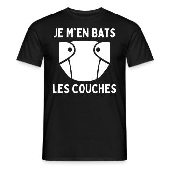 Je M'en Bats Les Couches Humour Papa Drôle Maman - T-shirt homme - noir - Devant - AI Model Male 178 light (178cm)