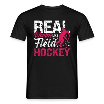 Field Hockey Real Women Like Hockey Goalkeeper - Männer T-Shirt - Schwarz - Vorne - AI Model Male 178 light (178cm)