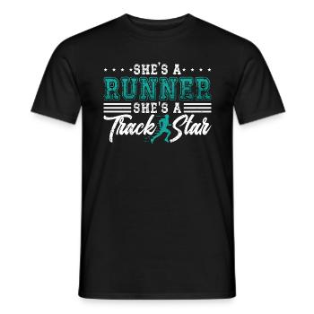 Track And Field She's A Runner She's Athletic - Men's T-Shirt - black - Front - AI Model Male 178 light (178cm)