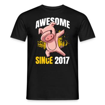 Génial depuis 2017 - 6ème anniversaire de cochon - T-shirt homme - noir - Devant - AI Model Male 178 light (178cm)