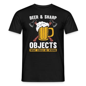 Hache Lancer Bière & Objets Tranchants Hache Lanceur - T-shirt homme - noir - Devant - AI Model Male 178 light (178cm)