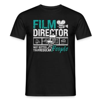 Film Director Way Hotter Than Regular Video Editor - Men's T-Shirt - black - Front - AI Model Male 178 light (178cm)