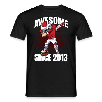 Awesome Since 2013 - 10th Football Player Birthday - Men's T-Shirt - black - Front - AI Model Male 178 light (178cm)