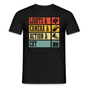 Réalisateur Lumières & Caméra & Film Rétro Film - T-shirt homme - noir - Devant - AI Model Male 178 light (178cm)