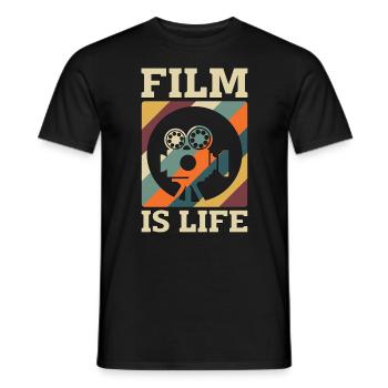 Filmmaking Film Is Life Retro Director Filmmaker - Men's T-Shirt - black - Front - AI Model Male 178 light (178cm)
