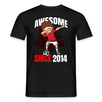 Awesome Since 2014 - 9th Soccer Player Birthday - Men's T-Shirt - black - Front - AI Model Male 178 light (178cm)