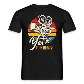Camera Operator Yes It Is Heavy Retro Video Shoots - Men's T-Shirt - black - Front - AI Model Male 178 light (178cm)