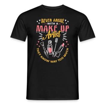 La maquilleuse ne se dispute jamais avec un cosmétologue - T-shirt homme - noir - Devant - AI Model Male 178 light (178cm)