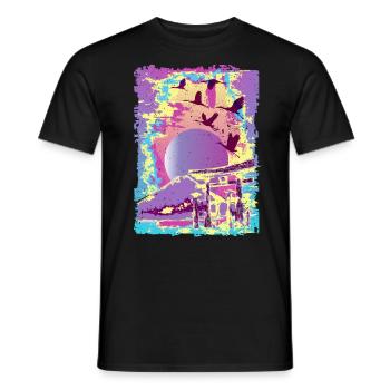 japanische kunst japan holzblock vaporwave synthwave - Männer T-Shirt - Schwarz - Vorne - AI Model Male 178 light (178cm)