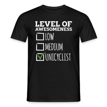 Unicycle Level Of Awesomeness Bicycle Unicyclist - Men's T-Shirt - black - Front - AI Model Male 178 light (178cm)