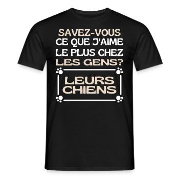 Savez-vous Ce Que Jaime Chez Les Gens Leurs Chiens - T-shirt homme - noir - Devant - AI Model Male 178 light (178cm)