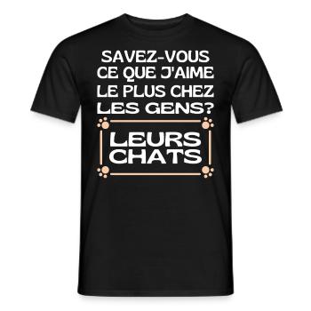 Savez-vous Ce Que Jaime Chez Les Gens Leurs Chats - T-shirt homme - noir - Devant - AI Model Male 178 light (178cm)