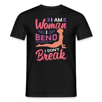 Contortion I Am Woman I Bend Gymnastics Backflip - Men's T-Shirt - black - Front - AI Model Male 178 light (178cm)
