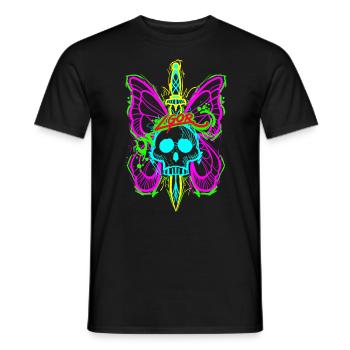 Totenkopf Schmetterling mit Dolch - Männer T-Shirt - Schwarz - Vorne - AI Model Male 178 light (178cm)