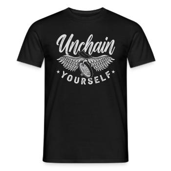 Unicycle Unchain Yourself One Wheel Unicyclist - Men's T-Shirt - black - Front - AI Model Male 178 light (178cm)