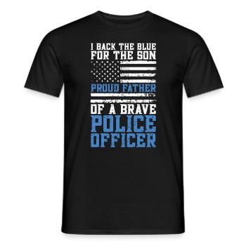 Police Officer I Back The Blue For Law Enforcement - Men's T-Shirt - black - Front - AI Model Male 178 light (178cm)