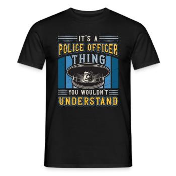 Policier C’est un truc de policier Shérif - T-shirt homme - noir - Devant - AI Model Male 178 light (178cm)