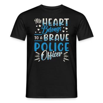 Policier Mon cœur appartient à un policier - T-shirt homme - noir - Devant - AI Model Male 178 light (178cm)