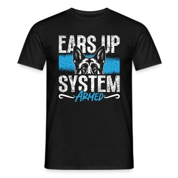 German Shepherd Ears Up System Armed Police Dogs - Men's T-Shirt - black - Front - AI Model Male 178 light (178cm)