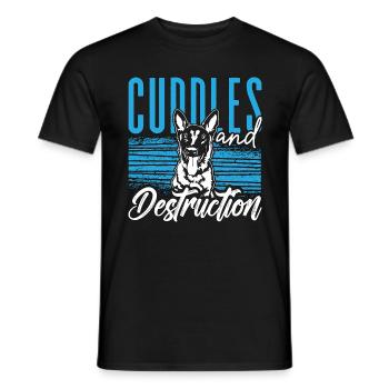 Belgian Malinois Cuddles & Destruction Working Dog - Men's T-Shirt - black - Front - AI Model Male 178 light (178cm)