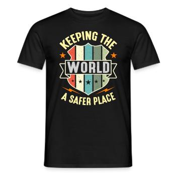 Corrections Officer Keeping The World Retro Police - Men's T-Shirt - black - Front - AI Model Male 178 light (178cm)
