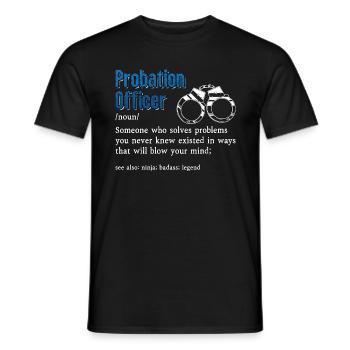 Agent de probation quelqu’un qui applique la loi - T-shirt homme - noir - Devant - AI Model Male 178 light (178cm)