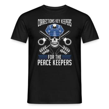 Agents correctionnels, Services correctionnels, Gardiens de clés, Police - T-shirt homme - noir - Devant - AI Model Male 178 light (178cm)