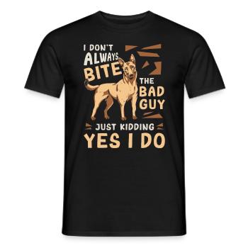 Malinois belge Je ne mords pas toujours un chien policier - T-shirt homme - noir - Devant - AI Model Male 178 light (178cm)