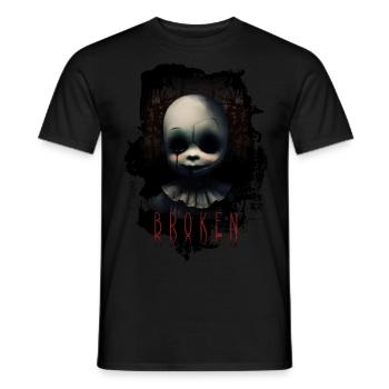 Broken - Poupée avec larme Ténèbres Deuil Gothique - T-shirt homme - noir - Devant - AI Model Male 178 light (178cm)