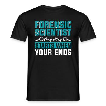 Forensic Scientist My Day Starts When Criminology - Men's T-Shirt - black - Front - AI Model Male 178 light (178cm)