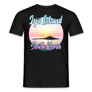 Jeju Island at sunset - Men's T-Shirt - black - Front - AI Model Male 178 light (178cm)