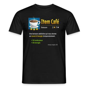 item cafe - T-shirt homme - noir - Devant - AI Model Male 178 light (178cm)
