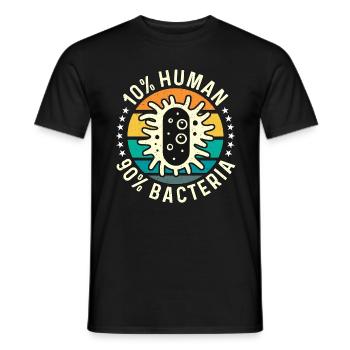 Microbiologiste 10% humain 90% bactéries Microbiologie - T-shirt homme - noir - Devant - AI Model Male 178 light (178cm)