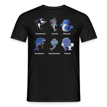 Wortspiel Wal Wale Delfin Delfine lustig Party - Männer T-Shirt - Schwarz - Vorne - AI Model Male 178 light (178cm)