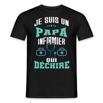 je suis un papa infirmier qui déchire - T-shirt homme - noir - Devant - AI Model Male 178 light (178cm)