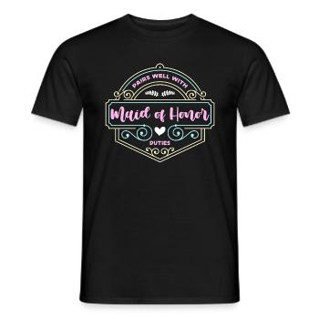 La demoiselle d’honneur se marie bien avec l’enterrement de vie de jeune fille - T-shirt homme - noir - Devant - AI Model Male 178 light (178cm)