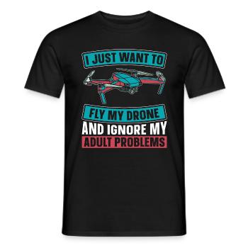 Course de drones Je veux juste piloter ma machine de course - T-shirt homme - noir - Devant - AI Model Male 178 light (178cm)